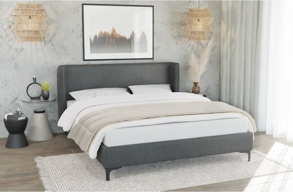 Tmavě šedá čalouněná dvoulůžková postel s roštem 200x200 cm Basti – Ropez