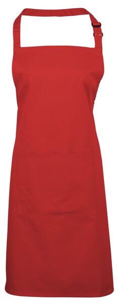 Premier Workwear Kuchyňská zástěra s laclem a kapsou - Červená