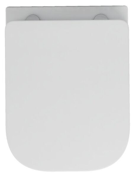 Invena Paros, závěsná WC mísa Rimless 465x350x360 mm + SLIM toaletní sedátko s pomalým zavíráním, bílá lesklá, INV-CE-90-001-W