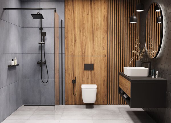 Invena Paros, závěsná WC mísa Rimless 465x350x360 mm + SLIM toaletní sedátko s pomalým zavíráním, bílá lesklá, INV-CE-90-001-W