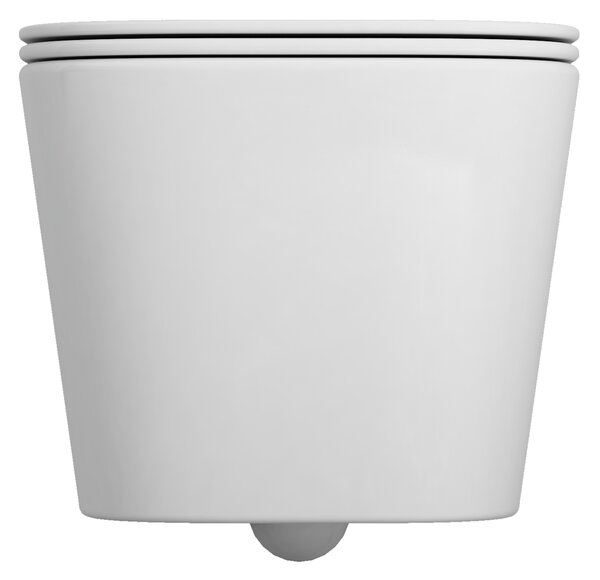 Invena Paros, závěsná WC mísa Rimless 465x350x360 mm + SLIM toaletní sedátko s pomalým zavíráním, bílá lesklá, INV-CE-90-001-W
