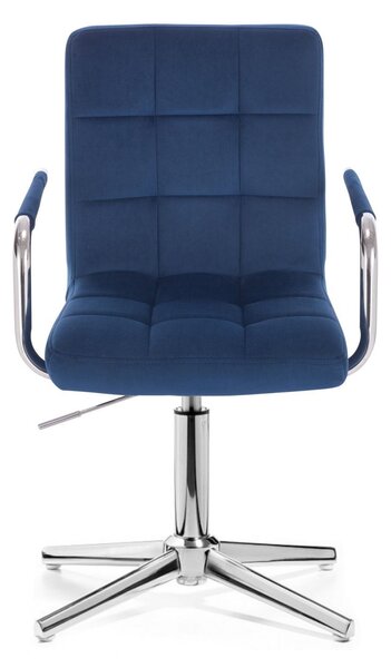 LuxuryForm DESIGN Židle VERONA VELUR na stříbrném kříži - modrá