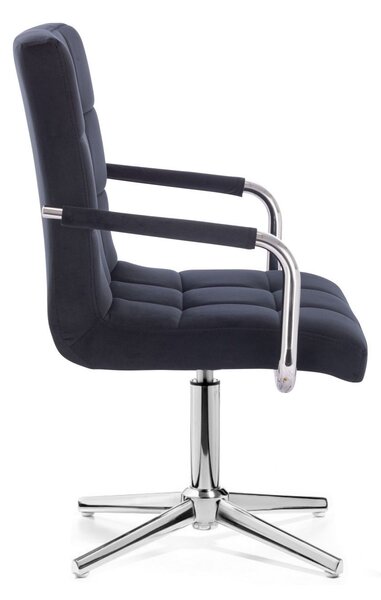 LuxuryForm DESIGN Židle VERONA VELUR na stříbrném kříži - černá