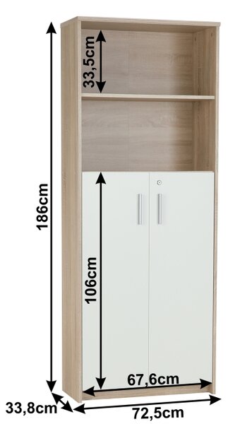 KONDELA Regál se skříňkou, dub sonoma / bílá, JOHAN 2 NEW 10