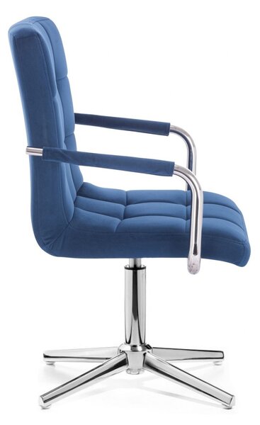 LuxuryForm DESIGN Židle VERONA VELUR na stříbrném kříži - modrá