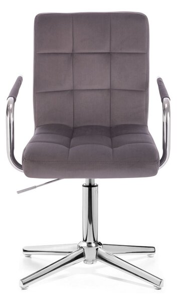 LuxuryForm DESIGN Židle VERONA VELUR na stříbrném kříži - tmavě šedá