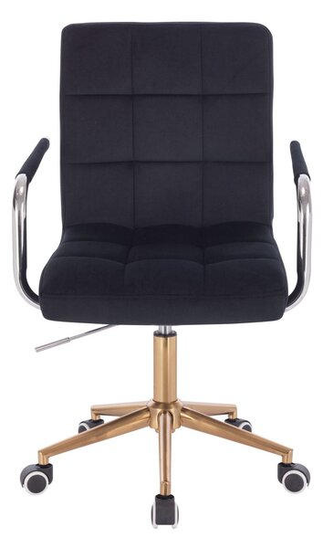 LuxuryForm DESIGN Židle VERONA VELUR na zlaté podstavě s kolečky - černá