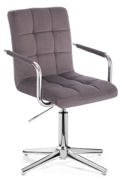 LuxuryForm DESIGN Židle VERONA VELUR na stříbrném kříži - tmavě šedá