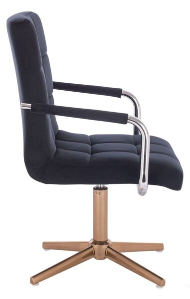 LuxuryForm DESIGN Židle VERONA VELUR na zlatém kříži - černá