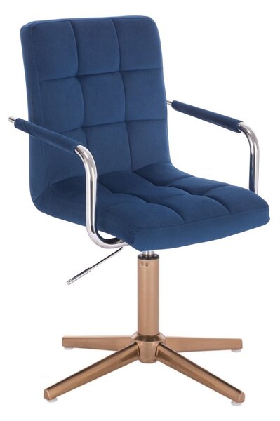 LuxuryForm Židle VERONA VELUR na zlatém kříži - modrá