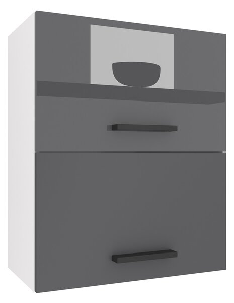 Kuchyňská skříňka Belini horní 60 cm šedý lesk / šedý mat INF SGP2-60/1/WT/SSR/0/B1