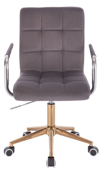LuxuryForm DESIGN Židle VERONA VELUR na zlaté podstavě s kolečky - tmavě šedá