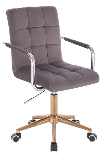 LuxuryForm Židle VERONA VELUR na zlaté podstavě s kolečky - tmavě šedá