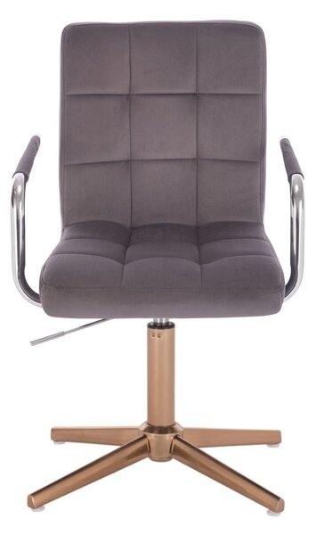LuxuryForm DESIGN Židle VERONA VELUR na zlatém kříži - tmavě šedá