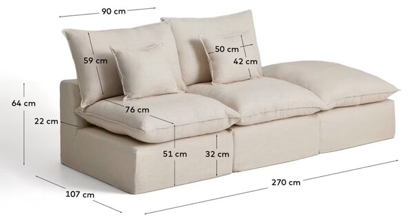 Kave Home Hnědá pohovka Anarela 270 cm s odnímatelným potahem