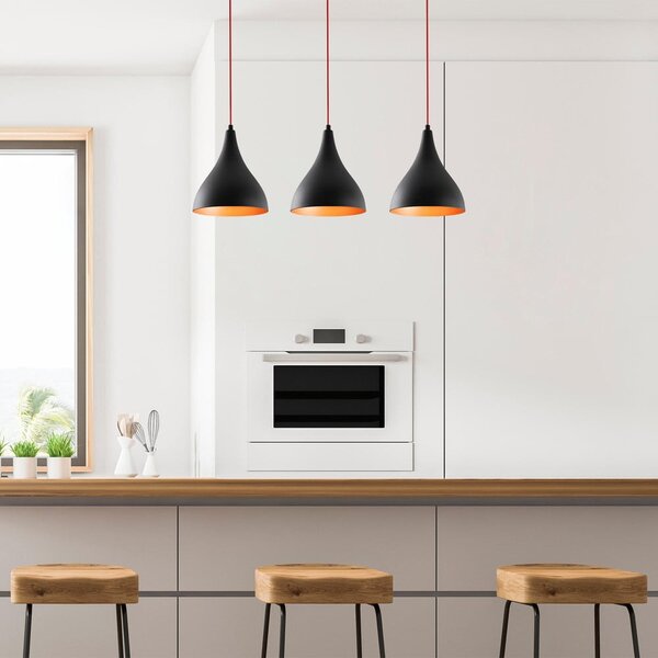 Černé závěsné svítidlo s kovovým stínidlem Berceste – Opviq lights