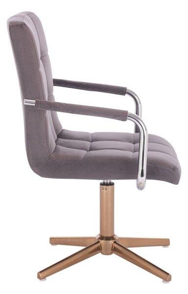 LuxuryForm DESIGN Židle VERONA VELUR na zlatém kříži - tmavě šedá