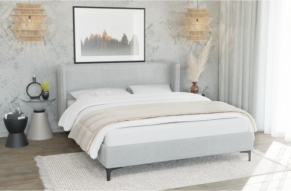 Šedá čalouněná dvoulůžková postel s roštem 180x200 cm Basti – Ropez