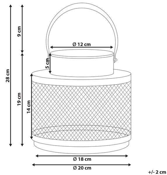 Lucerna YAMDENA Kov 19 cm Černá