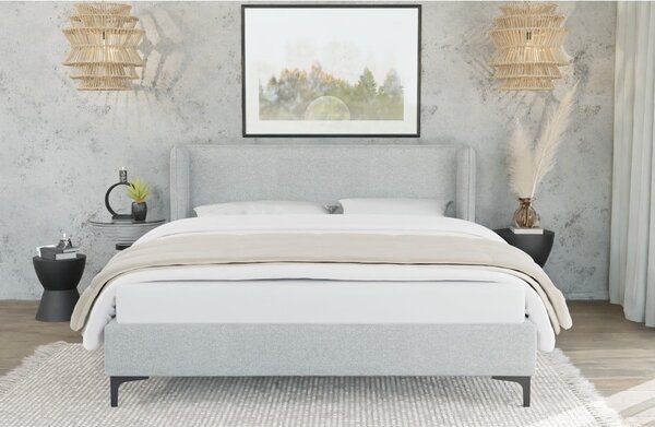 Šedá čalouněná dvoulůžková postel s roštem 180x200 cm Basti – Ropez
