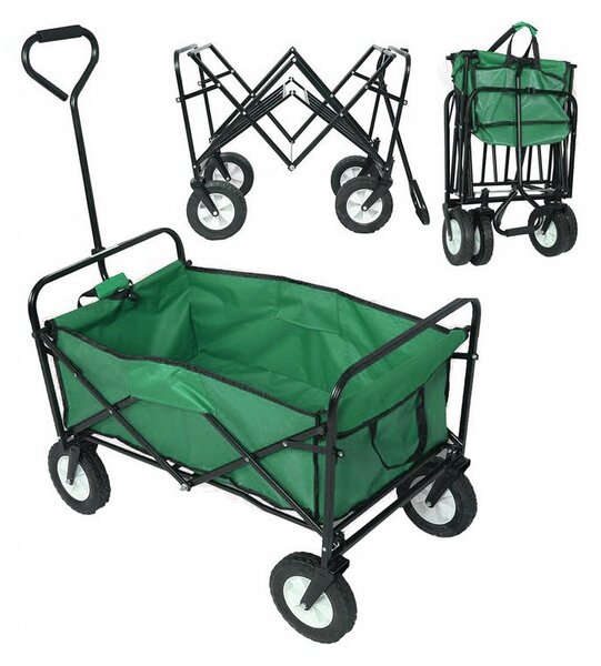ShopJK Skládací vozík 145 l zelený