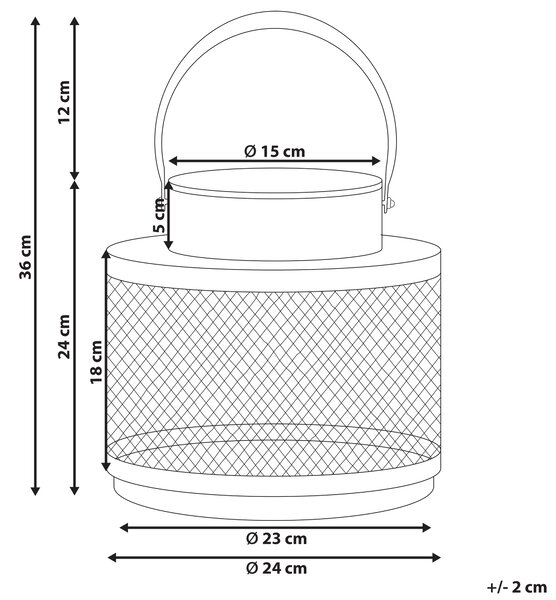 Lucerna YAMDENA Kov 24 cm Černá