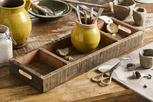 Dřevěný box s přihrádkami Recycled Wood 60 cm