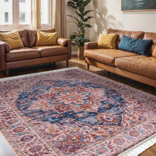 Makro Abra Kusový koberec CHENILLE PRINTED Y-169A Klasický hnědý modrý Rozměr: 120x170 cm