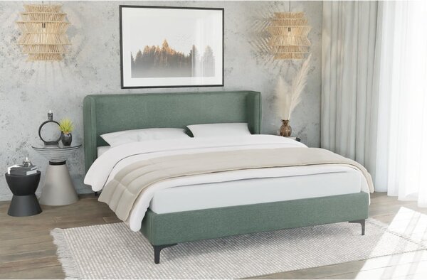 Zelená čalouněná dvoulůžková postel s roštem 200x200 cm Basti – Ropez