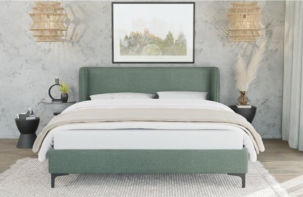 Zelená čalouněná dvoulůžková postel s roštem 200x200 cm Basti – Ropez