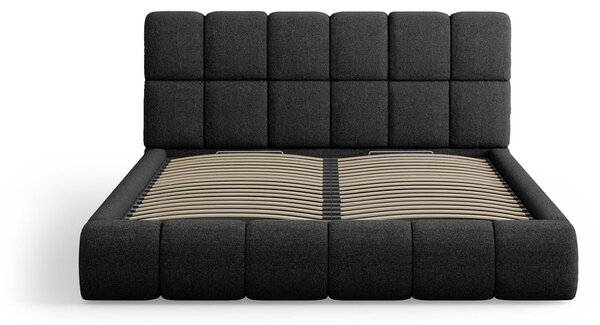Černá čalouněná dvoulůžková postel s úložným prostorem s roštem 180x200 cm Bellis – Micadoni Home