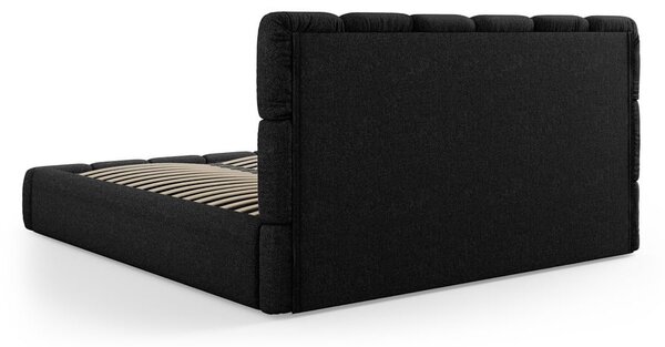 Černá čalouněná dvoulůžková postel s úložným prostorem s roštem 180x200 cm Bellis – Micadoni Home