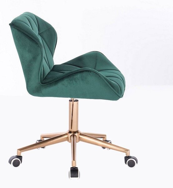 LuxuryForm DESIGN Židle MILANO VELUR na zlaté podstavě s kolečky - zelená