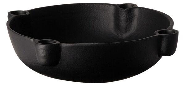 Černý hliníkový svícen na 4 kónické svíčky 240 × 240 × 75 mm | Kulatý design