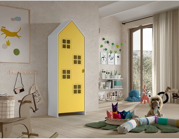 Bílo-žlutá dětská šatní skříň 58x172x37 cm Casami Bruges – Vipack