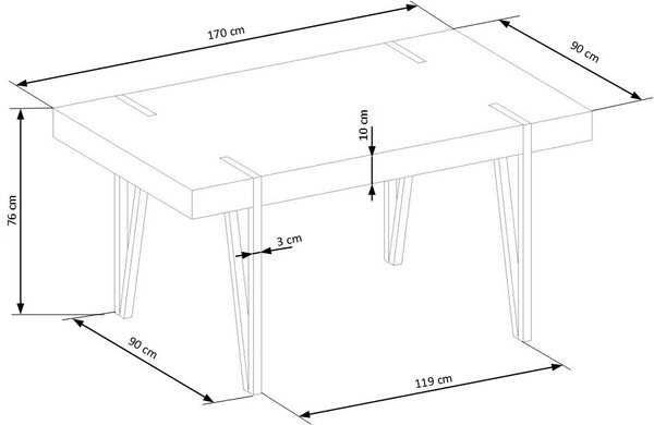 Halmar Jídelní stůl YOHANN 170x90 dub san remo/černý