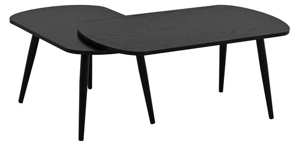 Set designových konferenčních stolků BROSCO, černý, 85×65×38 cm, s kovovými nožkami