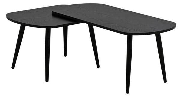 Set designových konferenčních stolků BROSCO, černý, 85×65×38 cm, s kovovými nožkami
