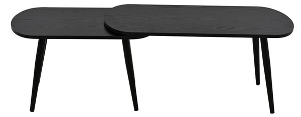 Set designových konferenčních stolků BROSCO, černý, 85×65×38 cm, s kovovými nožkami