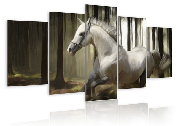 Obraz - Kůň mezi stromy 100x50
