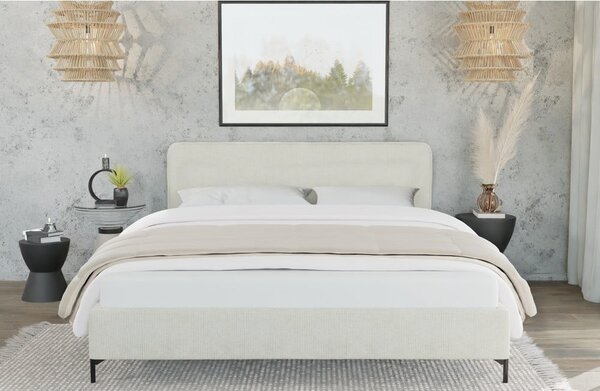 Béžová čalouněná dvoulůžková postel s roštem 180x200 cm Barker – Ropez