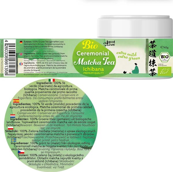 Bio matcha "Ichibana", první sklizeň, dóza 40g, Goodwei