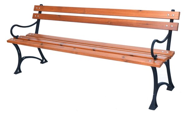 ROJAPLAST Parková lavice s područkami, dřevěná/kovová