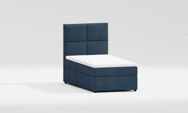 Tmavě modrá čalouněná jednolůžková postel s úložným prostorem s roštem 100x200 cm Lena – Ropez