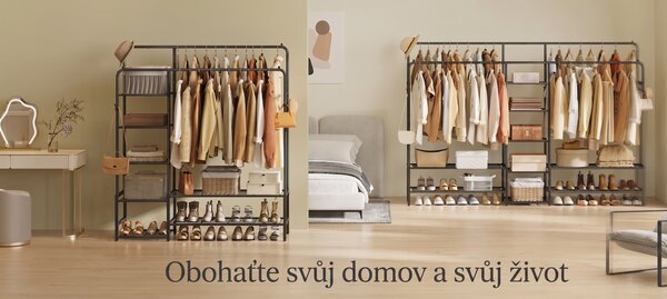 SONGMICS Stojan na oblečení Snaily 115,8 cm černý