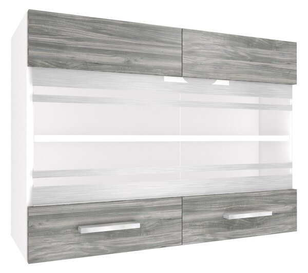 Kuchyňská skříňka Belini horní 80 cm šedý antracit Glamour Wood TOR SGW80/2/WT/GW1/0/E
