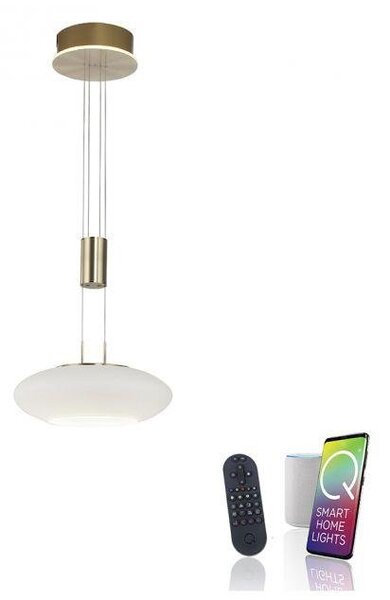 Paul Neuhaus Závěsné LED svítidlo Q-ETIENNE 38,5W, ø 35 cm, CCT 2700-5000K Barva: Mosaz