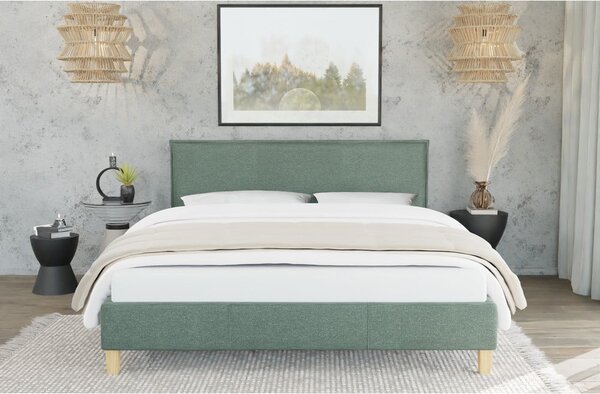 Zelená čalouněná dvoulůžková postel s roštem 160x200 cm Tina – Ropez