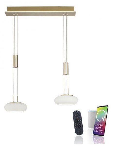 Paul Neuhaus Závěsné LED svítidlo Q-ETIENNE 25,5W, d. 65 cm, CCT 2700-5000K Barva: Mosaz