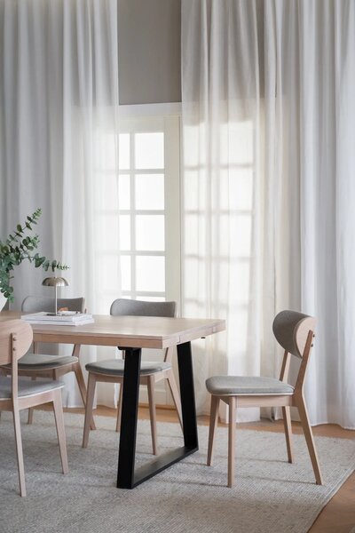 Rowico Home, Jídelní stůl z masivního dubu BROOKLYN Whitewash/black, 170x95 cm | přírodní, černá 119835